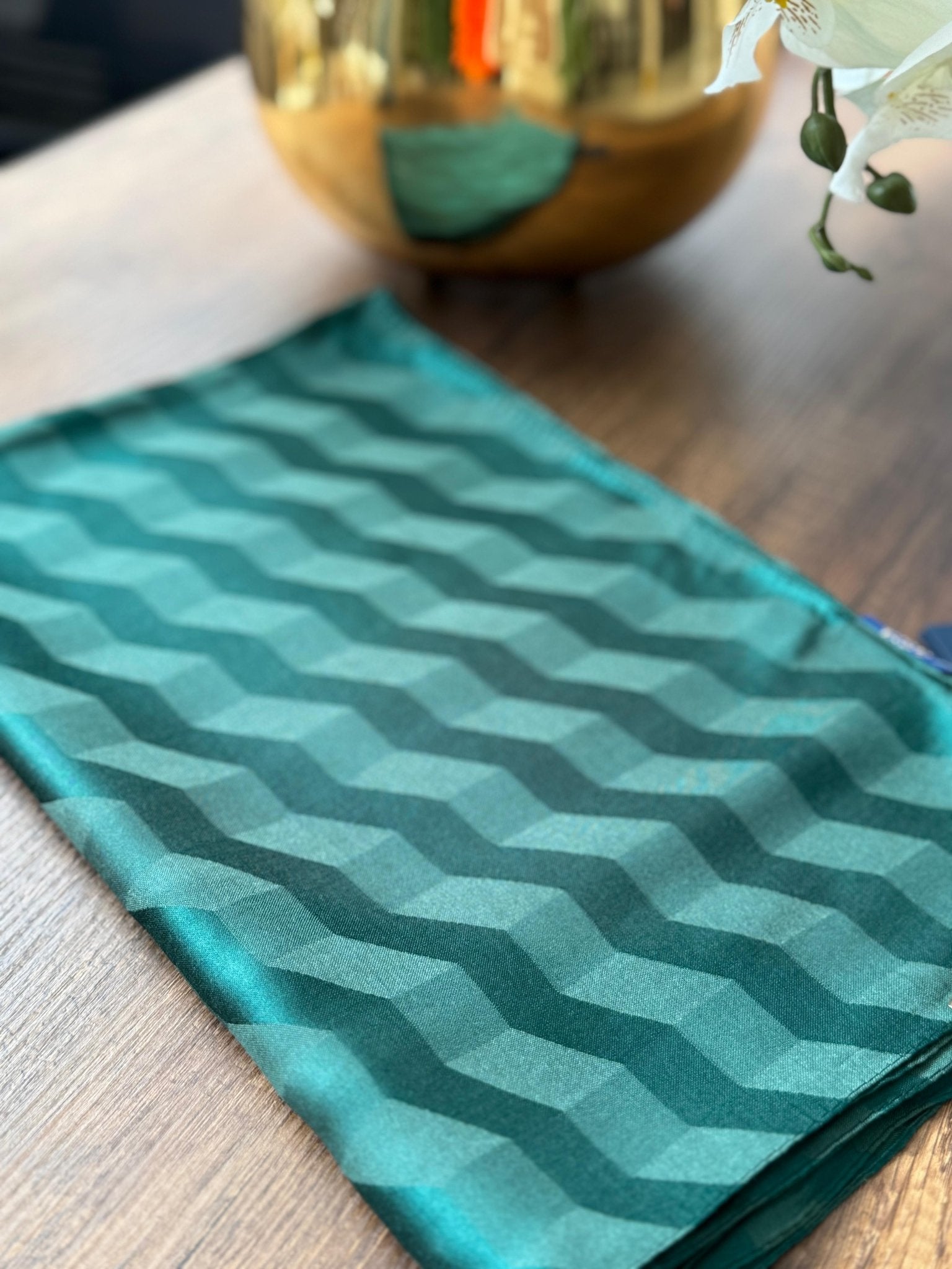 LEVİDOR Wave Jakarlı Şal 17175 - Zümrüt - Organic ScarfsOrganic Scarfs