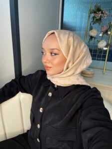 Lv Desenli İpek Kaşmir Çift Taraflı Şal - Pudra