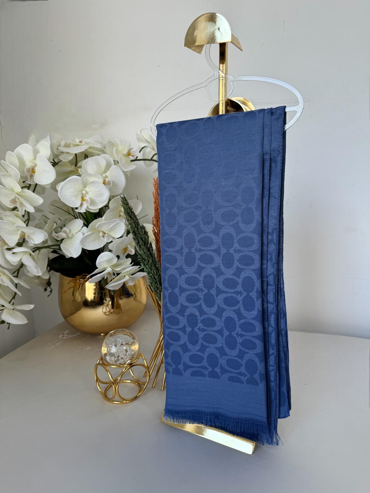 Coach Desen Pamuk Şal 61444 - İndigo