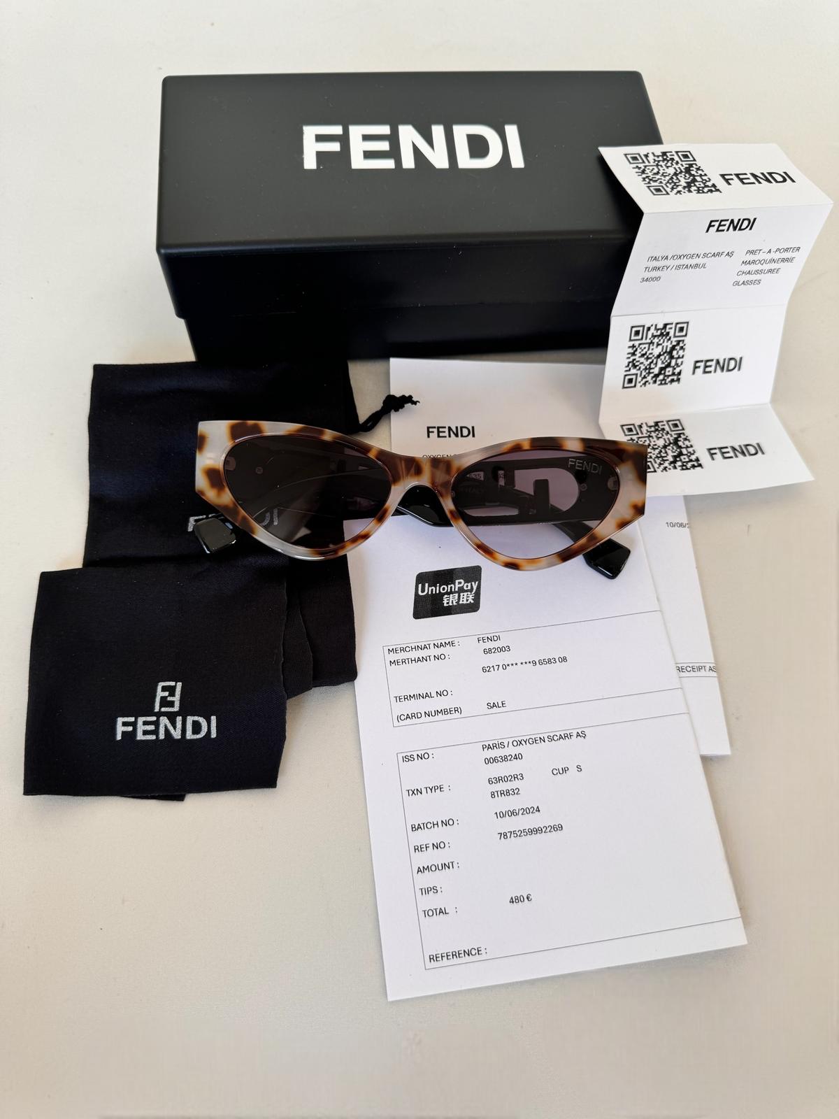 FENDI O'lock FE40049I 01A 54-17 Kahverengi Kadın Güneş Gözlüğü