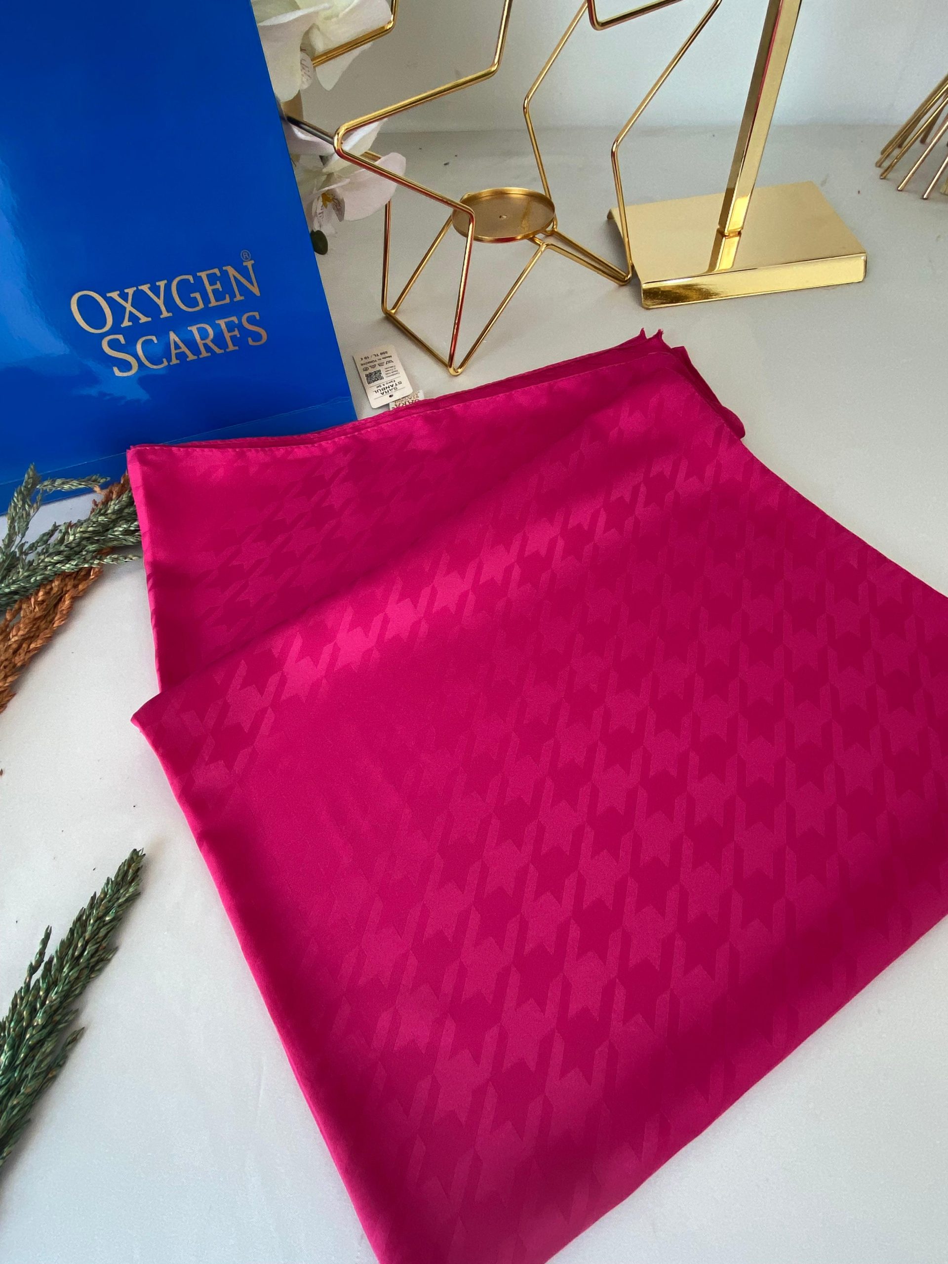 Kazayağı Desen Pamuk İpeksi Şal 44895 - Fuşya