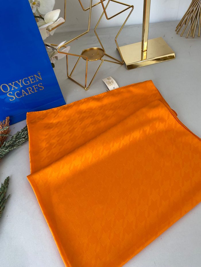 Kazayağı Desen Pamuk İpeksi Şal 44895 - Turuncu