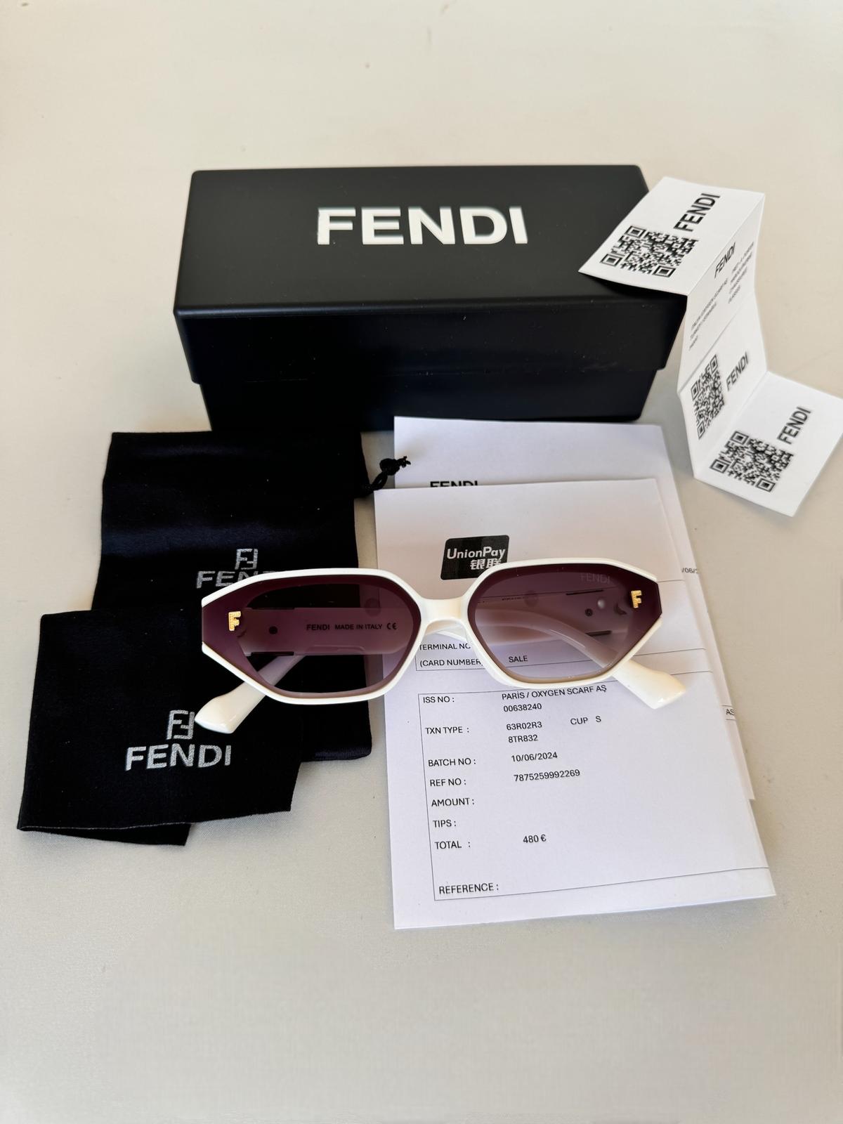 FENDI Hexagon Shape Beyaz Kadın Güneş Gözlüğü