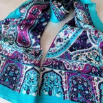 Etro Otantik Desen Pamuk Şal 44136 - Mavi/Mor