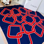 Kare Zincir Desen Vakko Twill Eşarp 77004 - Lacivert