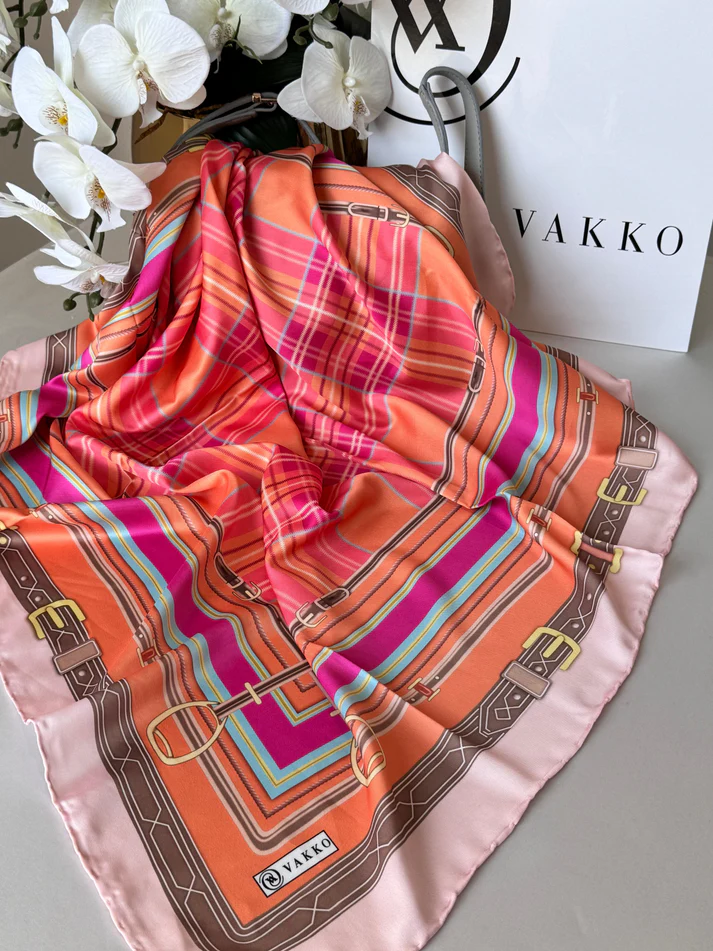 Vakko Ekose Twill Eşarp 44128 - Turuncu