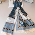 Vakko Zincir Desen İpeksi Şal 44133 - Turkuaz