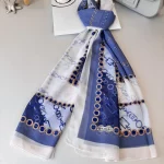 Vakko Zincir Desen İpeksi Şal 44133 - Mavi