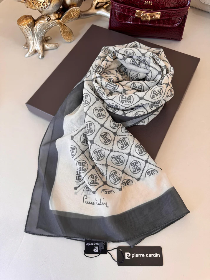 Pier Cardin Kare Desen İpeksi Şal 44134 - Gri