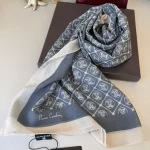 Pier Cardin Kare Desen İpeksi Şal 44134 - Soluk Mavi