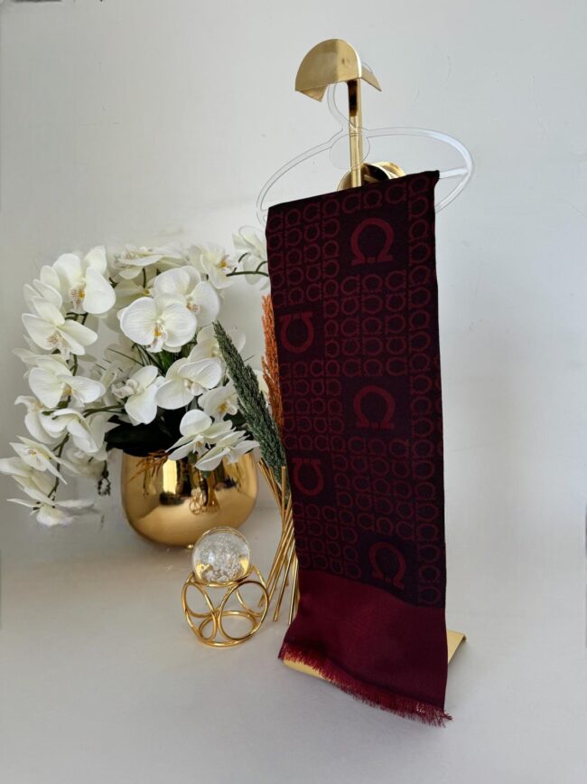 Salvator Çift Taraflı Pamuk Jakar Şal 77012 - Bordo