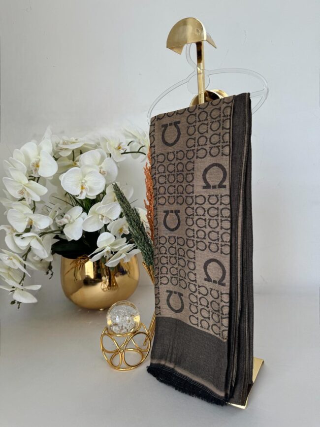 Salvator Çift Taraflı Pamuk Jakar Şal 77012 - Latte