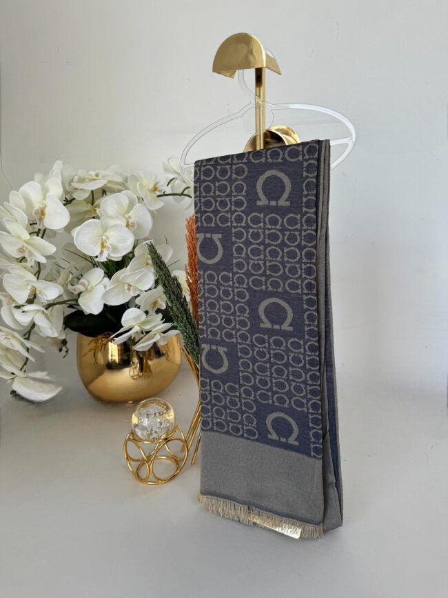 Salvator Çift Taraflı Pamuk Jakar Şal 77012 - Lacivert