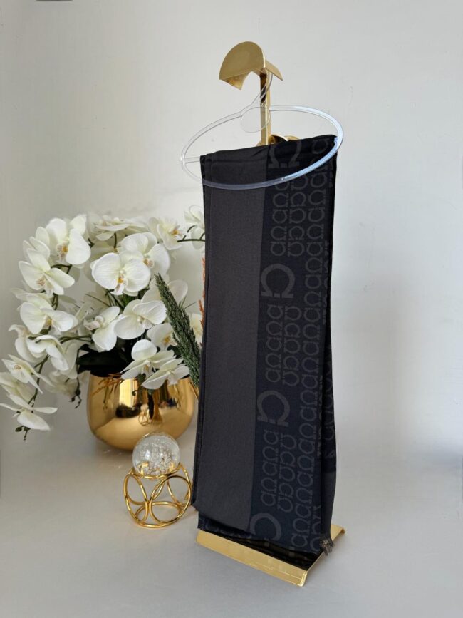 Salvator Çift Taraflı Pamuk Jakar Şal 77012 -Antrasit