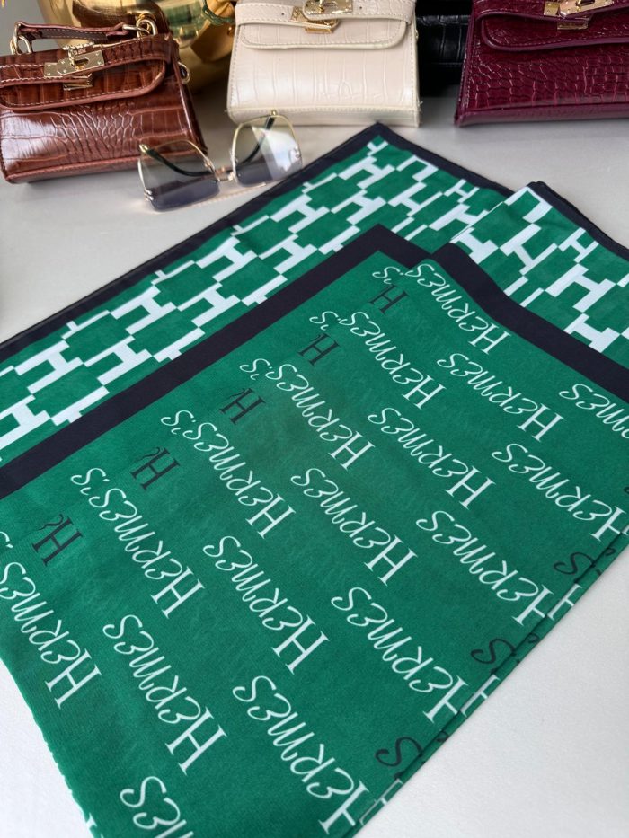 Hermes Saten İpek Eşarp 44123 - Zümrüt