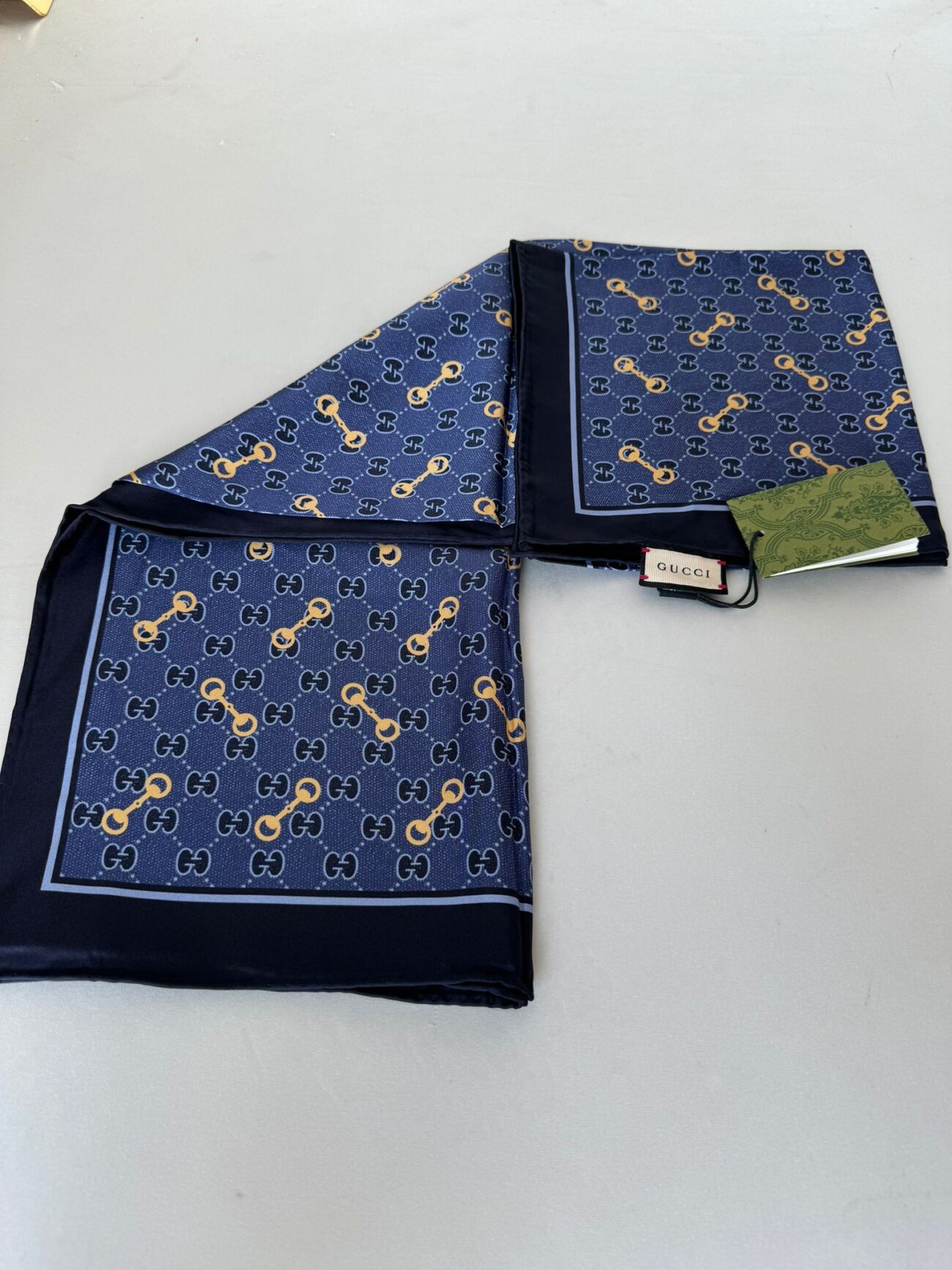 Gucci Lacivert İthal İpek Eşarp 55467 - Görsel 3