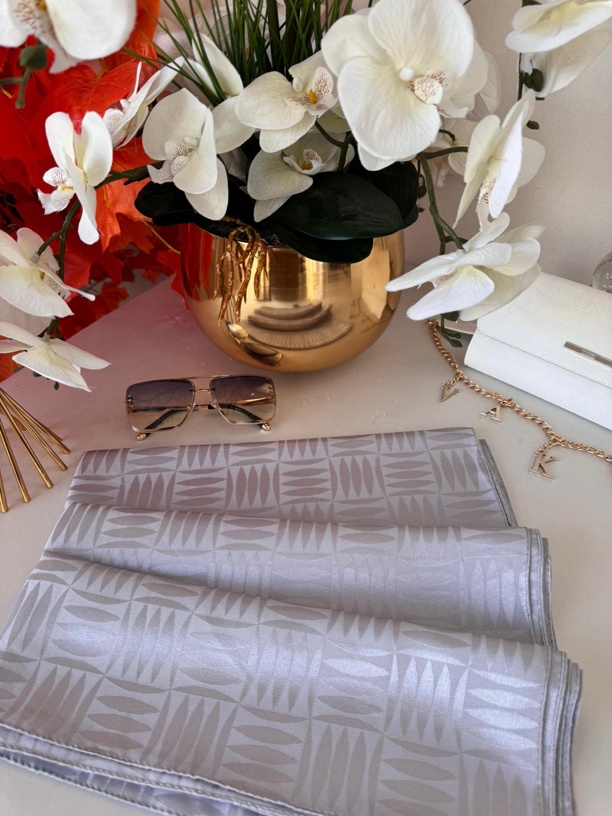 Kibrit Desen İpeksi Jakar Şal 44511 - Gri