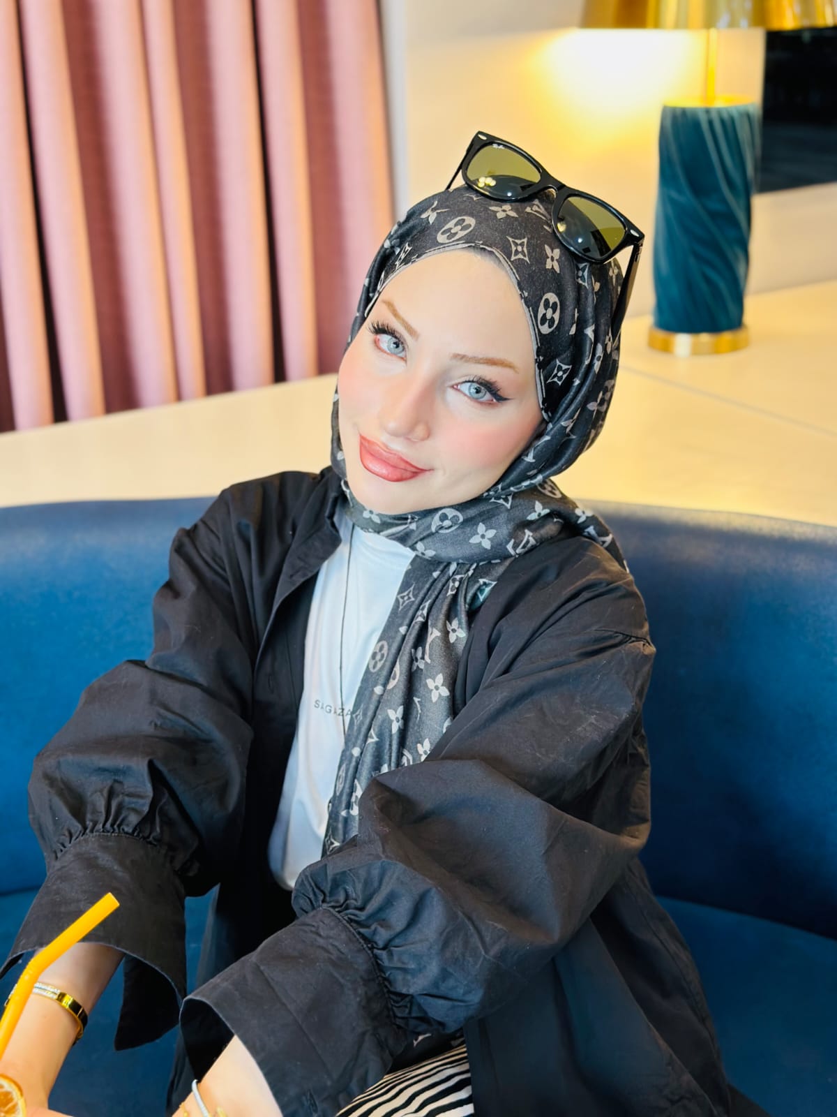 LV Çift Taraflı İtalyan Pamuk İpek Şal 96516 – Gri Siyah - Görsel 2