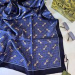Gucci Lacivert İthal İpek Eşarp 55467