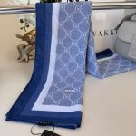 Vakko Monogram Desen İpeksi Şal 14534 - İndigo