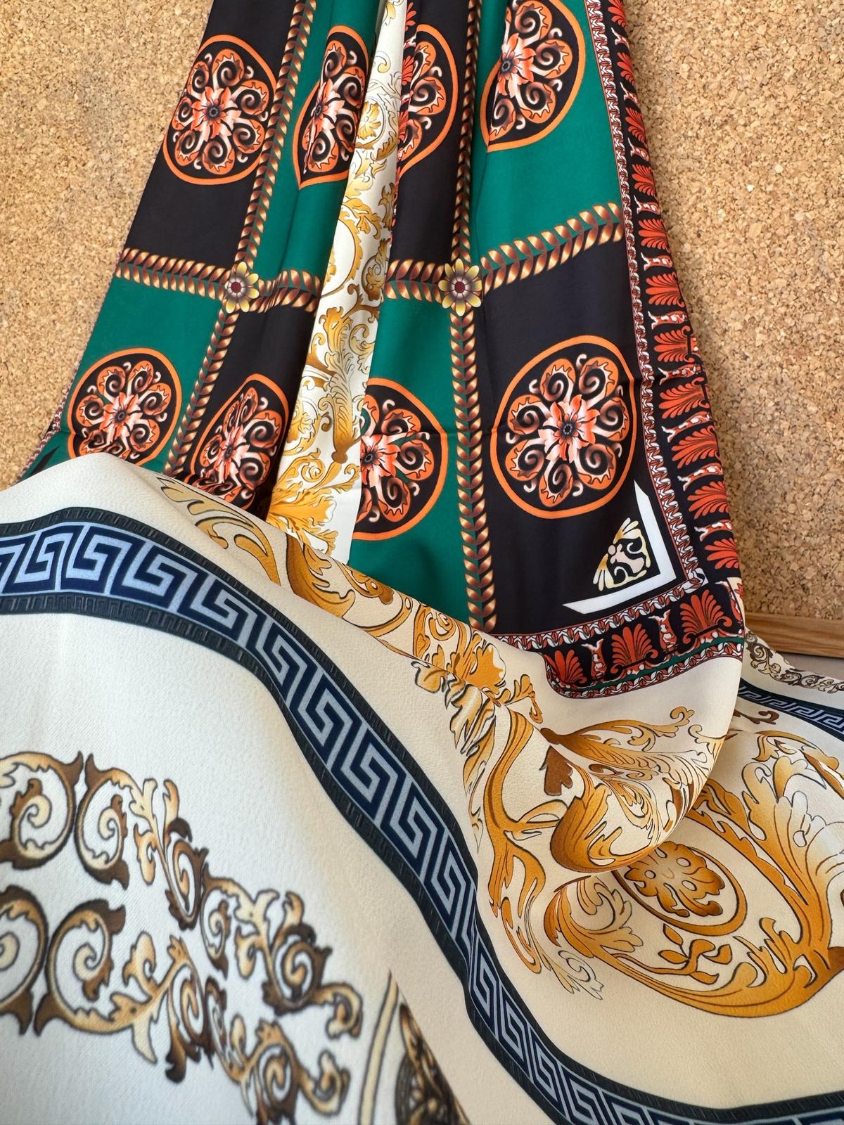 Versace Vual İpek Şal 614412 - Lacivert - Görsel 2