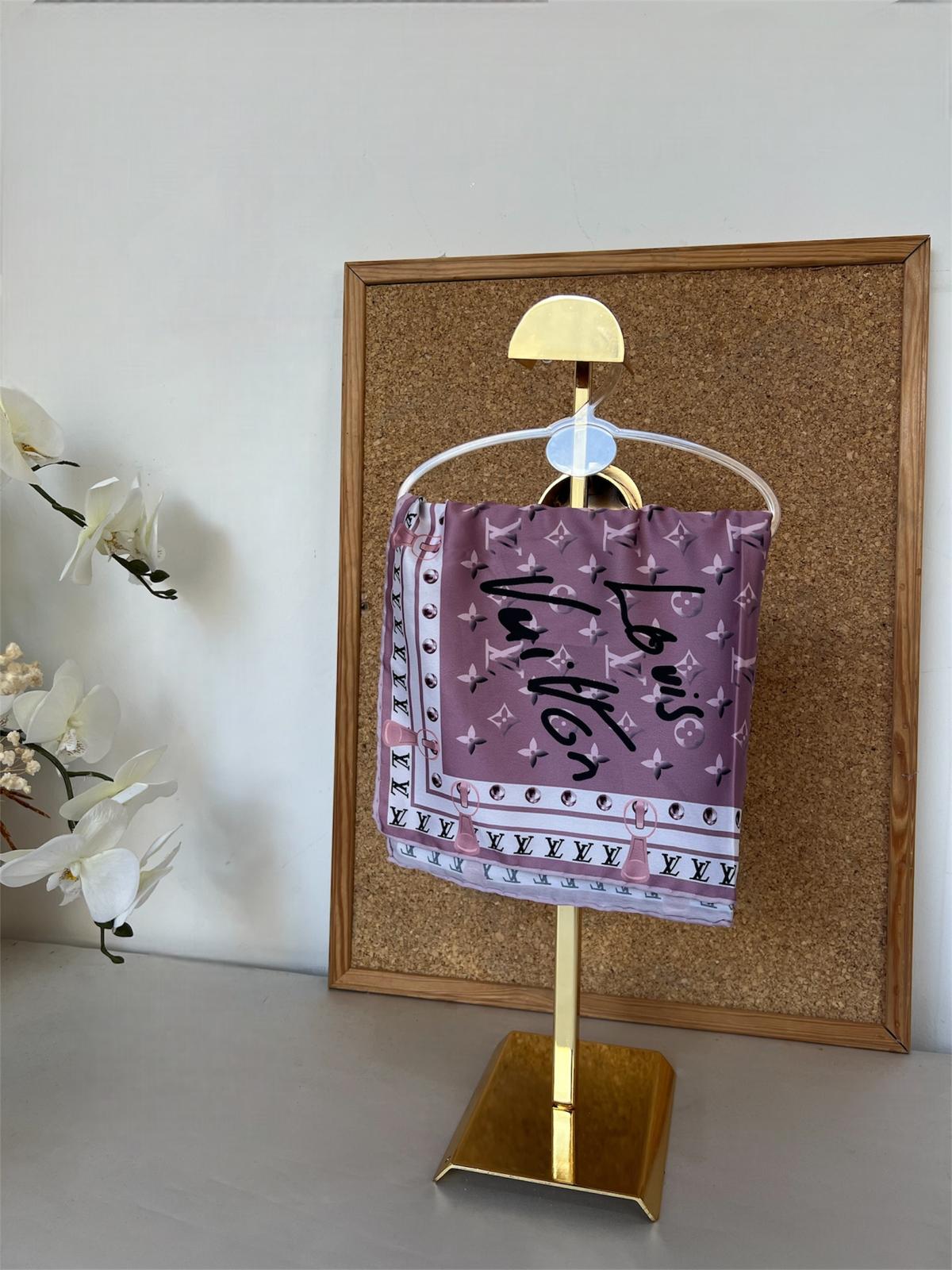 Louis Vuitton İmzalı Twill İpeksi Eşarp 491492 - Mürdüm