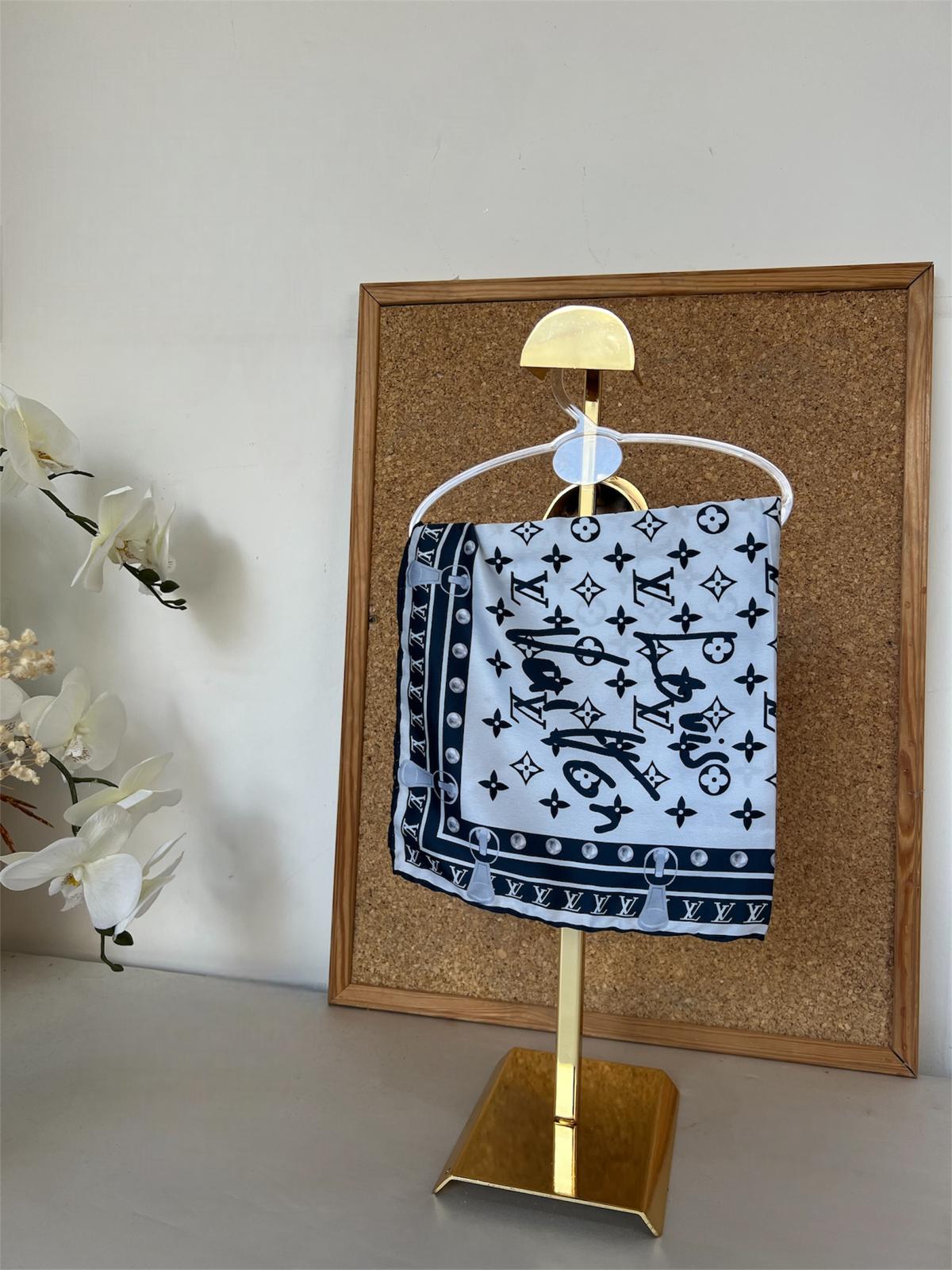 Louis Vuitton İmzalı Twill İpeksi Eşarp 491492 - Lacivert