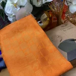 Kazayağı Damalı Desen Pamuk İpek Jakar Şal 88105  - Turuncu