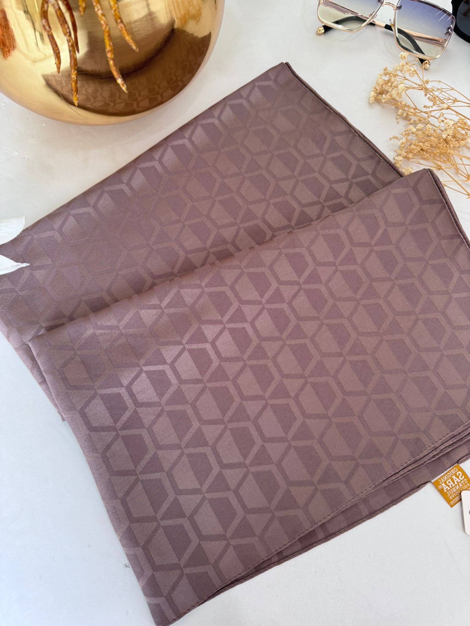 Elmas Desen Pamuk Jakar Şal - Vizon