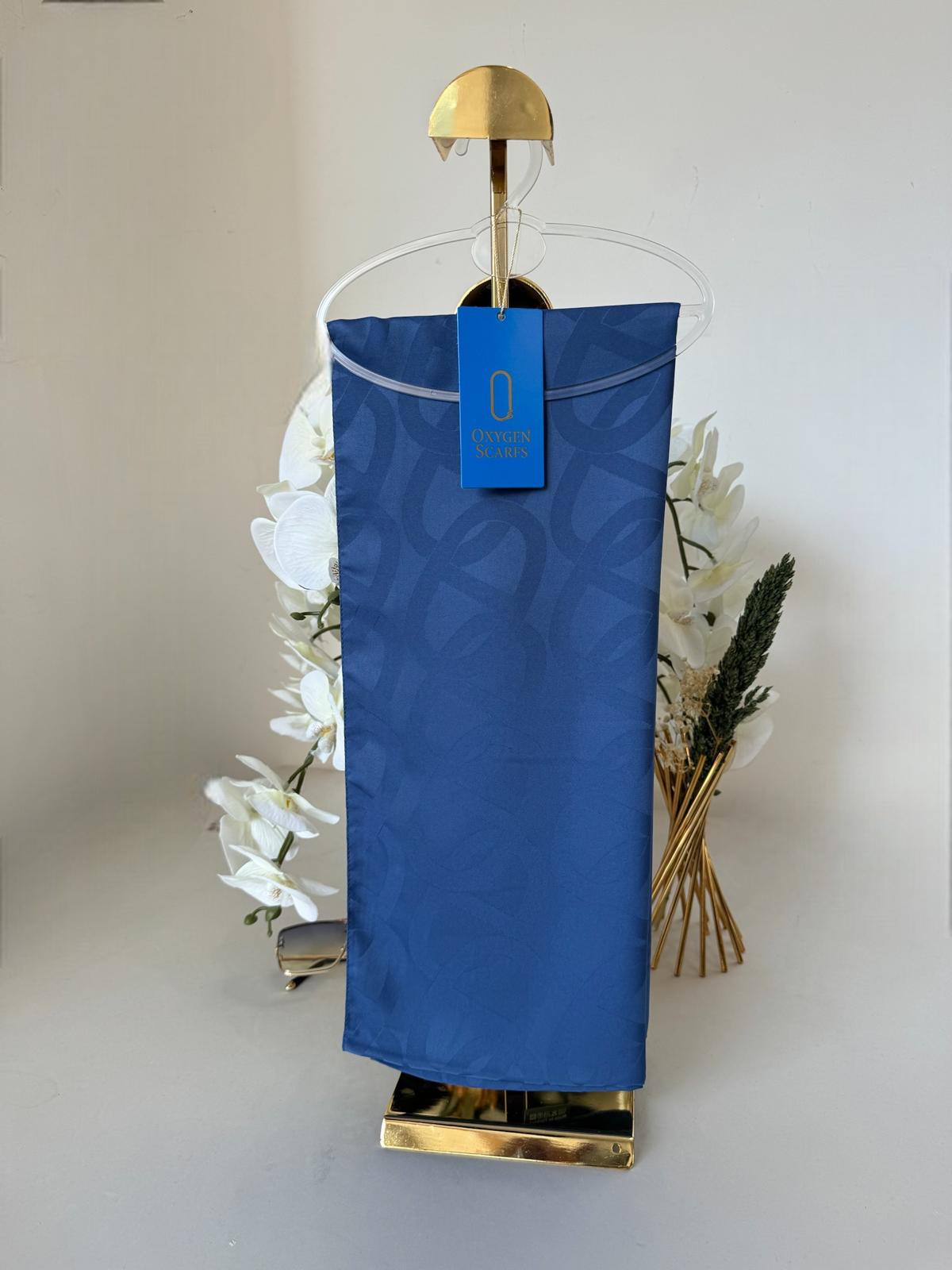 Zincir Desen İpeksi Jakar Şal 45101 - Mavi