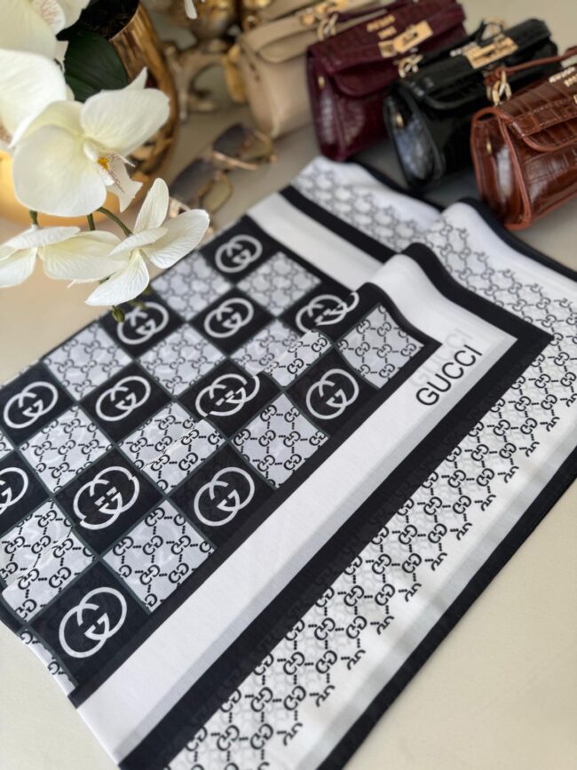 Gucci Krep İpek Eşarp 44125 - Antrasit