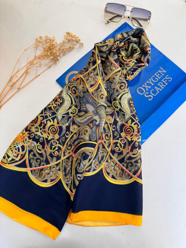 Hermes Etnik Pamuk Soft Şal 61531 - Lacivert