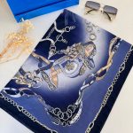 Hermes Zincir Desen Pamuk Soft Şal 61532 - Lacivert