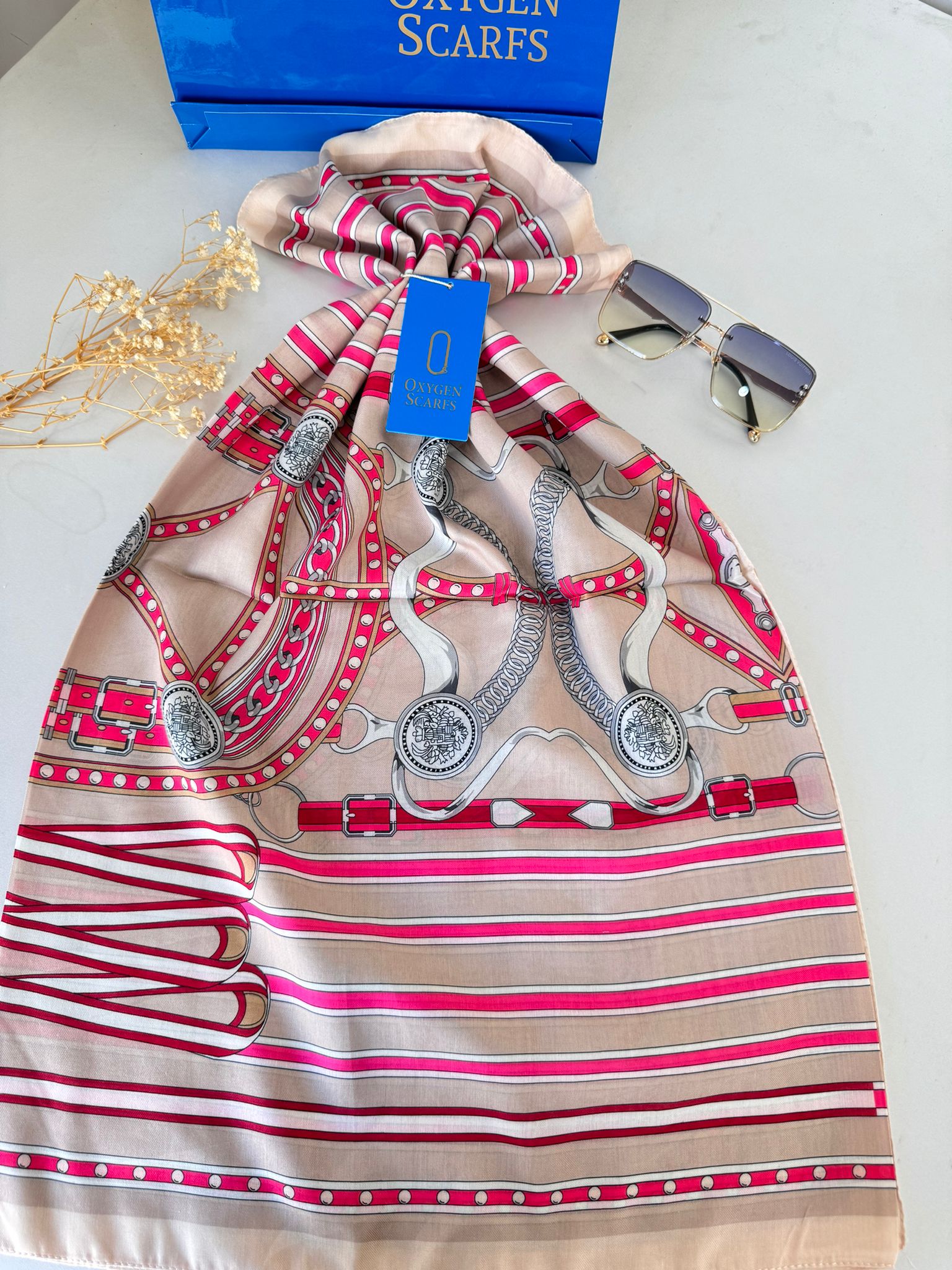 Hermes Kemer Desen Pamuk Soft Şal 61533 - Bej