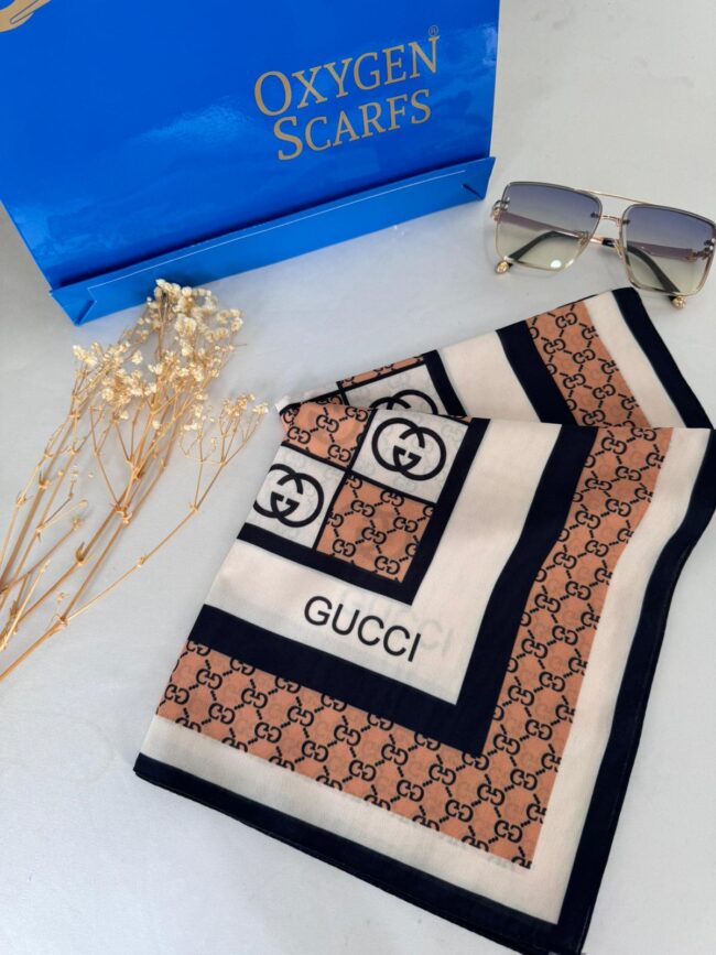 Gucci Krep İpek Eşarp 44125 - Camel