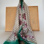 Gucci Monogram İthal Vual İpek Şal 014461 - Yeşil