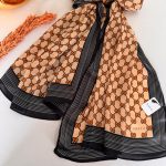 Gucci Monogram İthal Vual İpek Şal 014461 - Camel