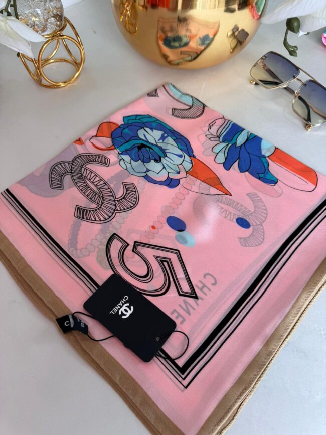 Chanel İthal Vual İpek Şal 88918 - Toz Pembe
