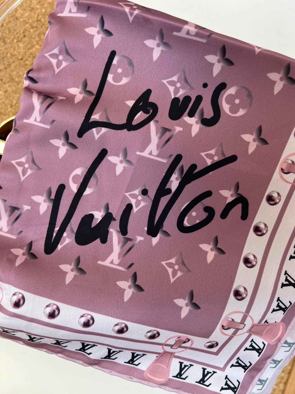 Louis Vuitton İmzalı Twill İpeksi Eşarp 491492 - Mürdüm - Görsel 2