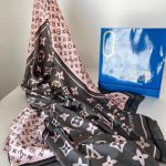 Louis Vuitton Monogram İthal Vual İpek Şal 014461 - Pembe/Antrasit