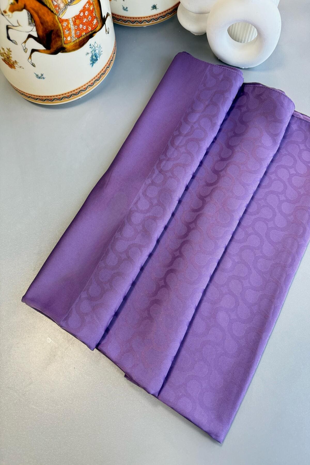 Bloom Desen Pamuk İpeksi Jakar Şal - Lavanta