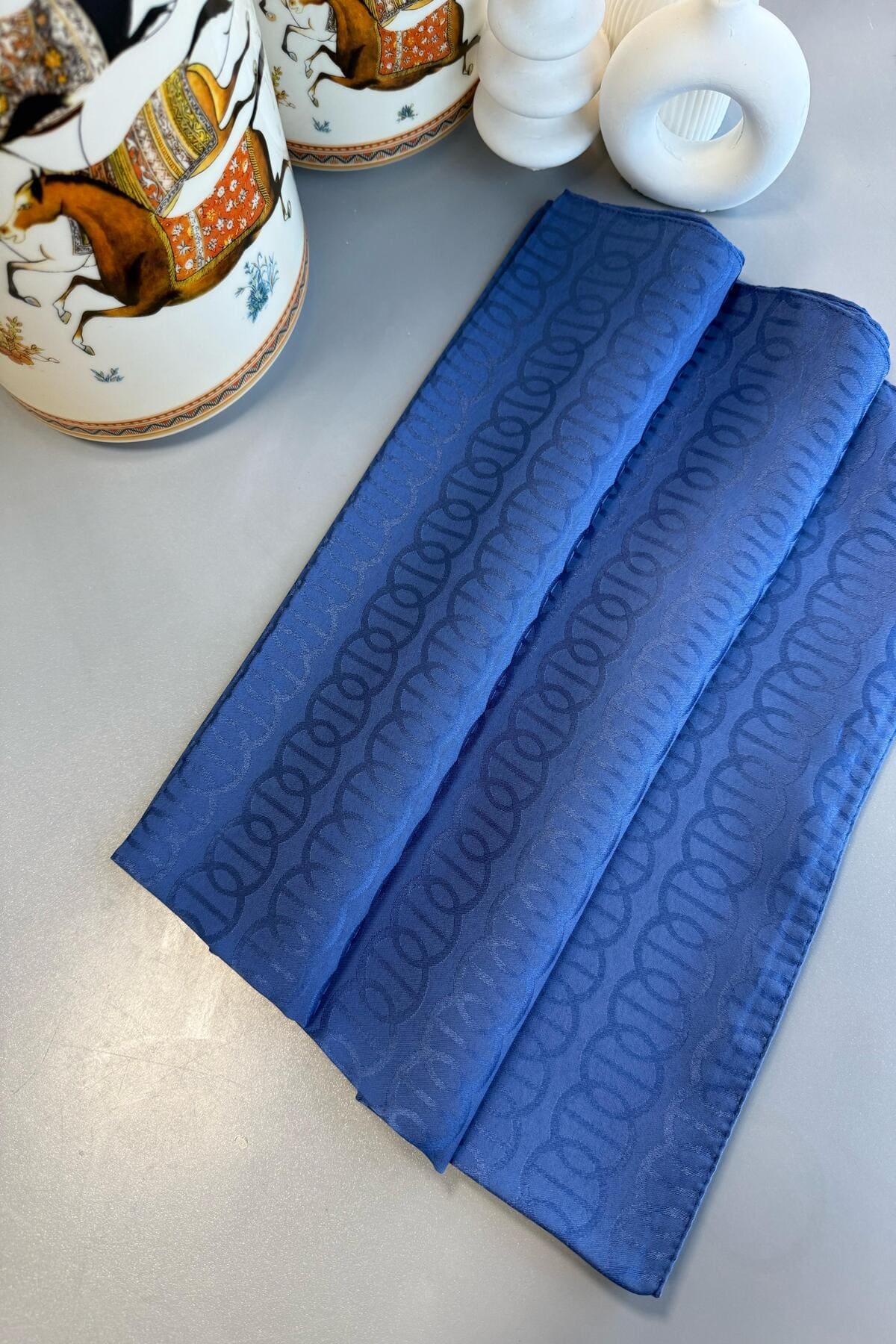 Ajda Desen Pamuk Jakar Şal - İndigo