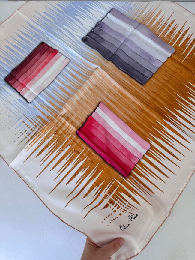 COLOR PLUS PASTEL DESEN %100 İPEK EŞARP16032006 - Bebe mavi