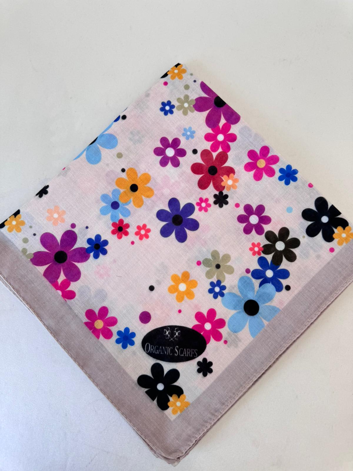 yaz çiçek deseni pamuk soft eşarp 05122000 - Gri - Görsel 2