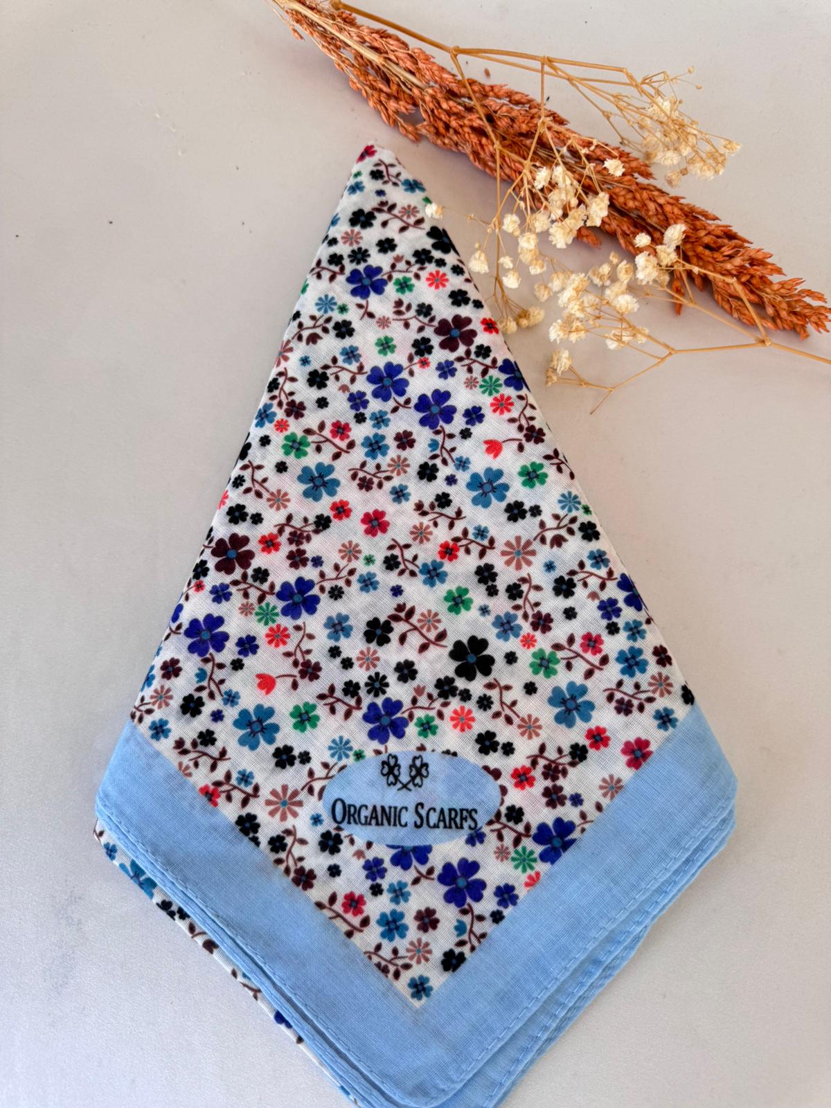 minik çiçek desen pamuk soft eşarp 28031986- Bebe mavi