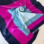 COLOR PLUS KARE DESEN %100 İPEK EŞARP 19011998 - Lacivert fuşya