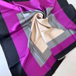 COLOR PLUS KARE DESEN %100 İPEK EŞARP 19011998 - Lacivert Mürdüm