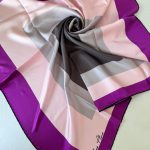 COLOR PLUS KARE DESEN %100 İPEK EŞARP 19011998 - Mor gri