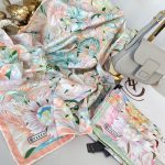 Vakko Çiçek Desen Twill Eşarp 77006 - Kavun