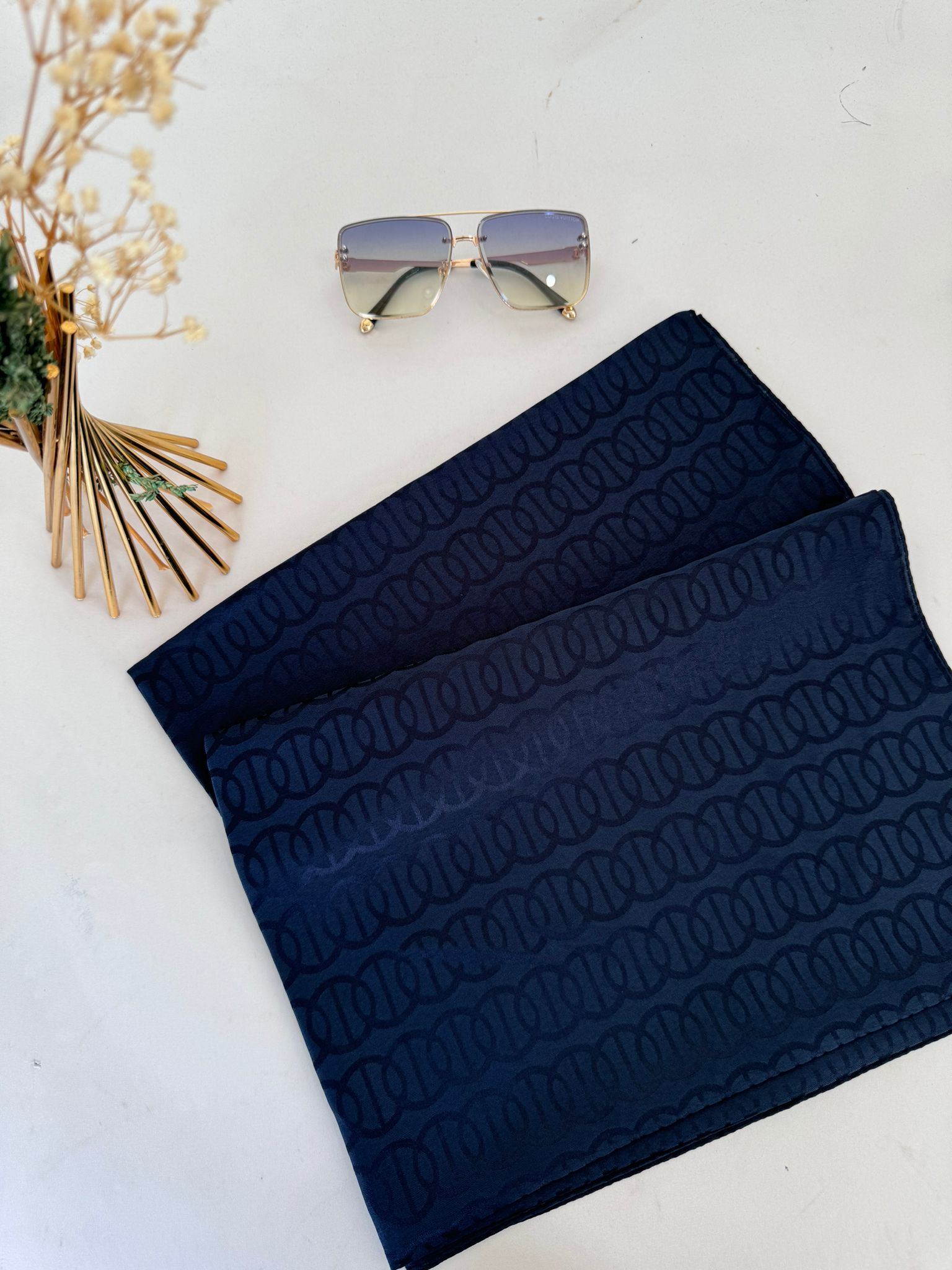 Ajda Desen Pamuk Jakar Şal- Lacivert